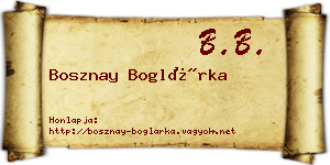 Bosznay Boglárka névjegykártya